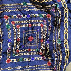 Talbots silk navy square scarf